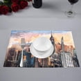 thumbnail image 2 of MKHERT Watercolor Manhattan Skyscrapers at Sunset New York City Towers Placemats Table Mats for Dining Room Kitchen Table Decoration 12x18 inch,Set of 4, 2 of 4