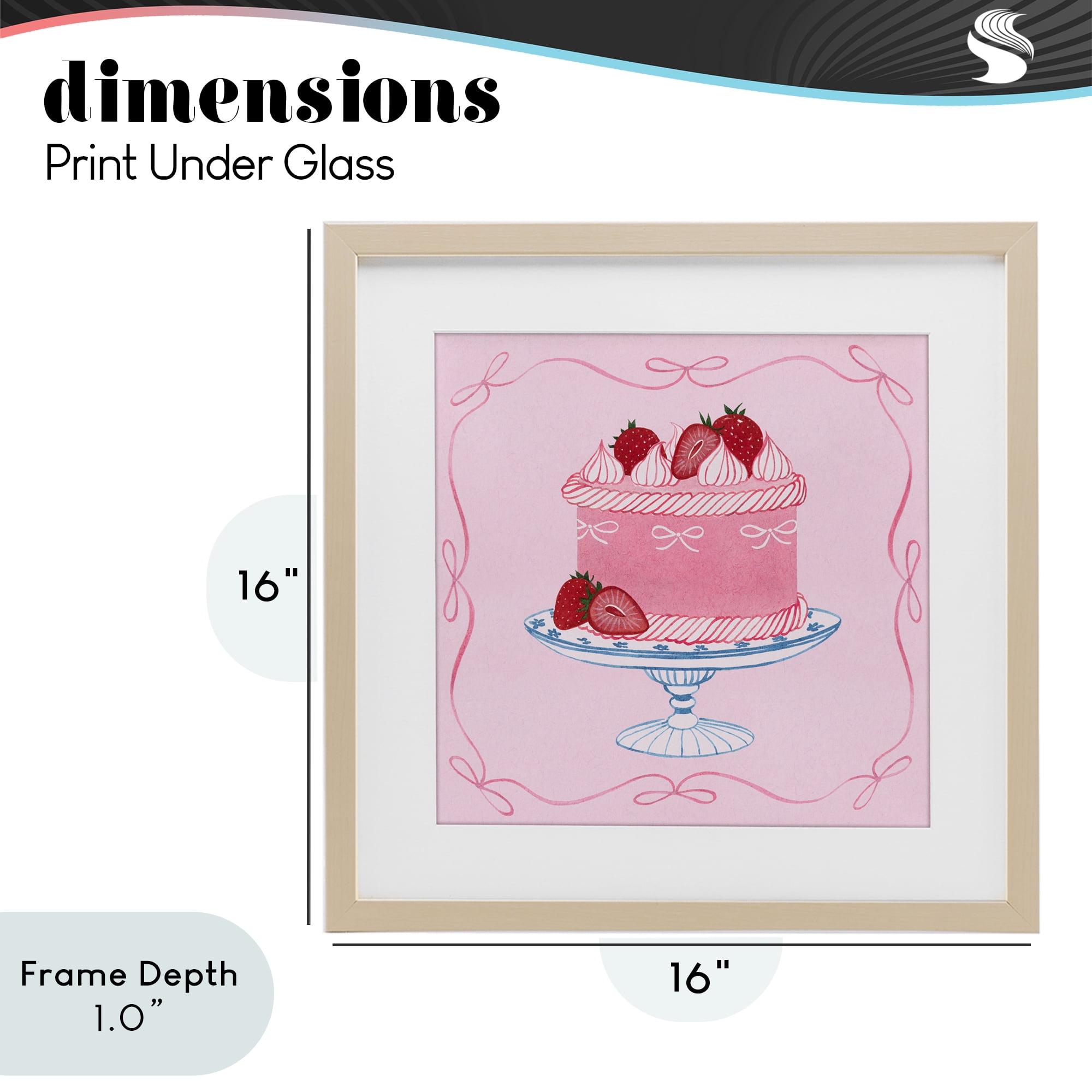 Stupell Industries Pink Strawberry Cake Birch Framed Print Under Glass, design by Grace Popp
