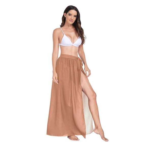 Women's Beach Swimsuit Cover Ups Bathing Suit Coverups Bikini Wrap Dress for Swimwear Brown
