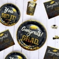 thumbnail image 5 of 201PCS Graduation Party Tableware Set for 25 Guests, Class of 2026 Disposable Graduation Decorations with Plates, Cups, Napkins, Tablecloth & Cutlery, Black Gold Grad Party Supplies, 5 of 7
