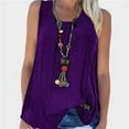 thumbnail image 1 of T-shirt Sans Manches à Col Rond Femme Haut Femme Haut à Col Rond Ample Été Fille Tissu, Violet, G, 1 of 1