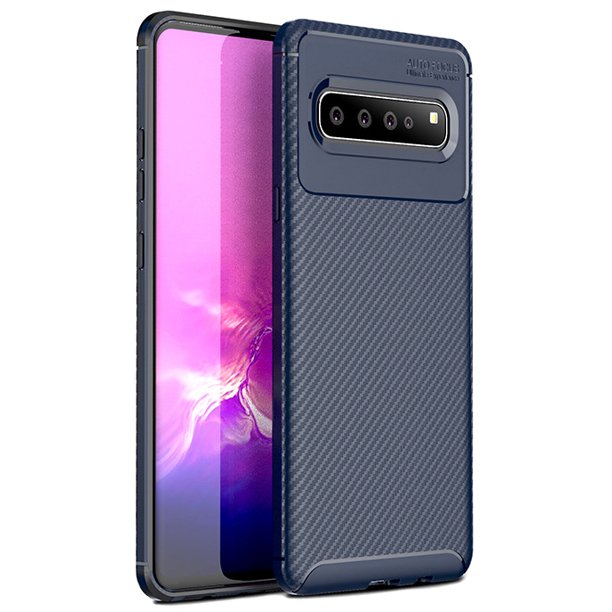 Samsung Galaxy S10 5g Case Nakedcellphone Carbon Fiber Series Flexible Tpu Slim Cover Anti Shock Anti Fingerprint For Samsung Galaxy S10 5g Sm G977 Walmart Com Walmart Com