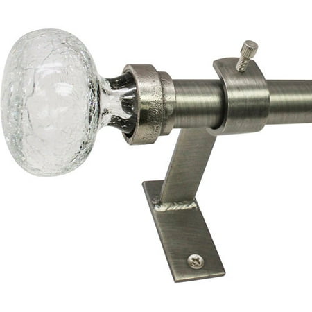 North Branch 3/4" Diameter Crackle Glass Knob Telescoping Curtain Rod Set