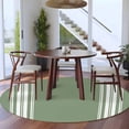 thumbnail image 3 of Round Rugs 5Ft, Dark Sage Green Round Area Rug Washable Indoor Throw Carpet, Farmhouse Sage Green White Striped Soft Non Slip Circle Rug for Cabinet Bathroom Home Decor Aesthetic, 3 of 8
