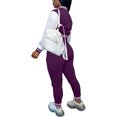 thumbnail image 2 of Women Workout 2 Piece Outfits Button Down Color Block Patchwork Jackets Bodycon Long Pants Tracksuit, 2 of 4