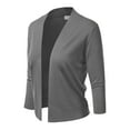 thumbnail image 2 of Doublju Women's 3/4 Sleeve Open Front Cropped Cardigan Sweaters (Plus Size Available), 2 of 4
