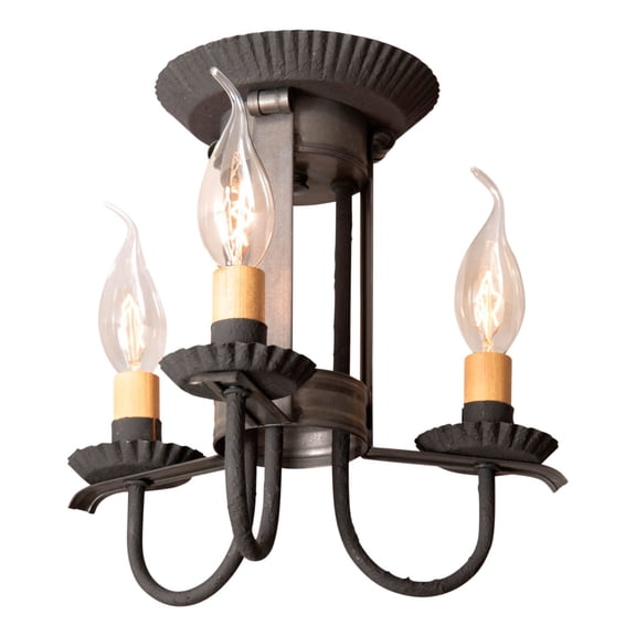Irvins Country Tinware 3 Light Amherst Ceiling Light in Kettle Black