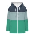 thumbnail image 3 of Women's Striped Hoodie Full Zipper Long Sleeve Sweatshirt Fall Fashion Top with Pocket Casual Comfortable Pullover Mint Green, 3 of 4