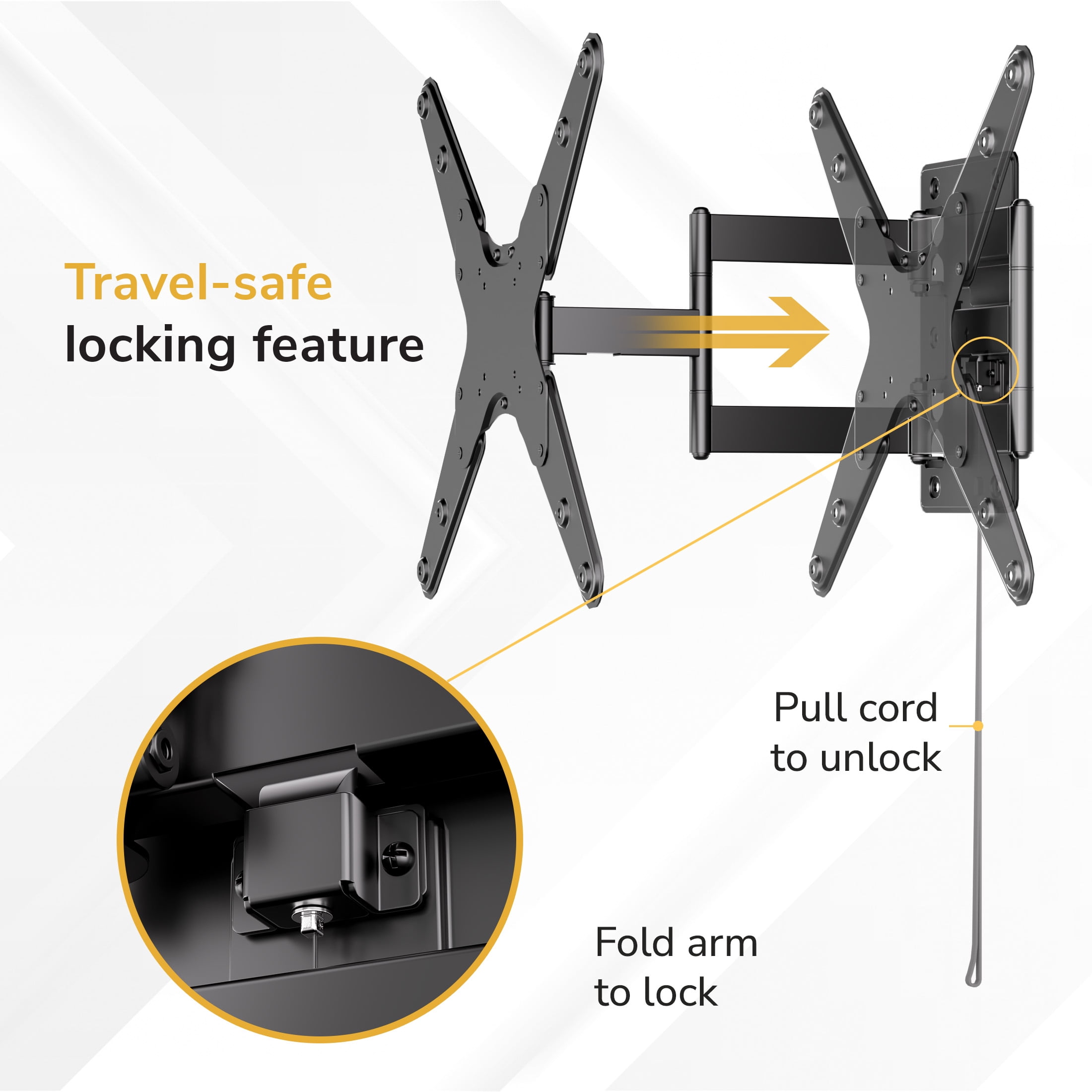 Mount-It! Full Motion TV Wall Mount, Perfect For RV's and Trailers, Fits 55" Screen, Retractable , Capacity 77 lbs.