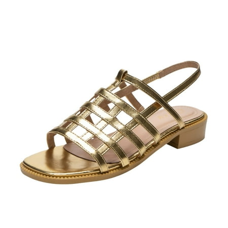

Cathalem Barefoot Sandals for Women Summer Ladies Hollow Thin Strap Sandals Square Toes Girls And Women Fashion And Comfortable Sandal Gold 8