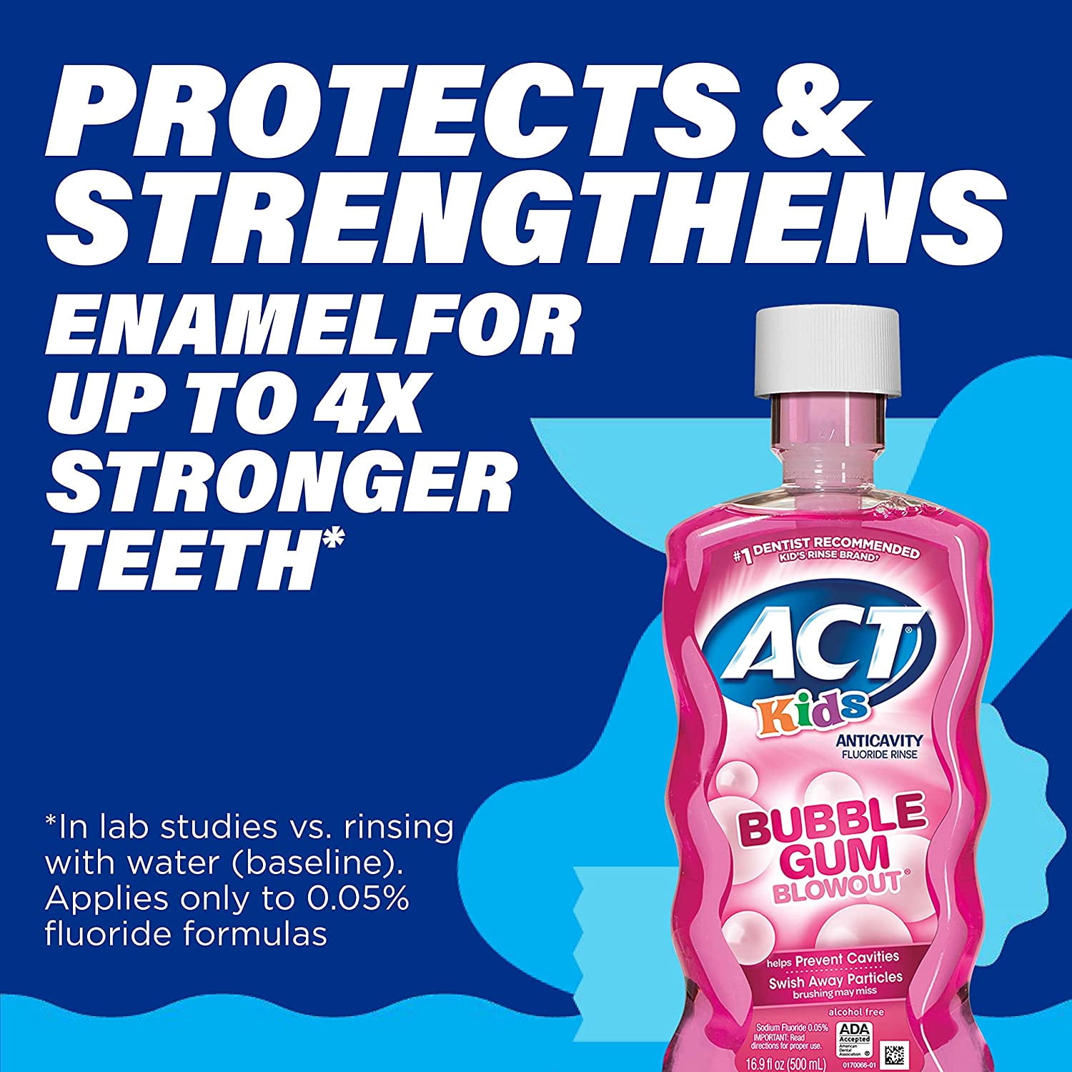 ACT Kids Anticavity Fluoride Rinse, Bubble Gum Blow Out 16.9 oz (Pack of 2)