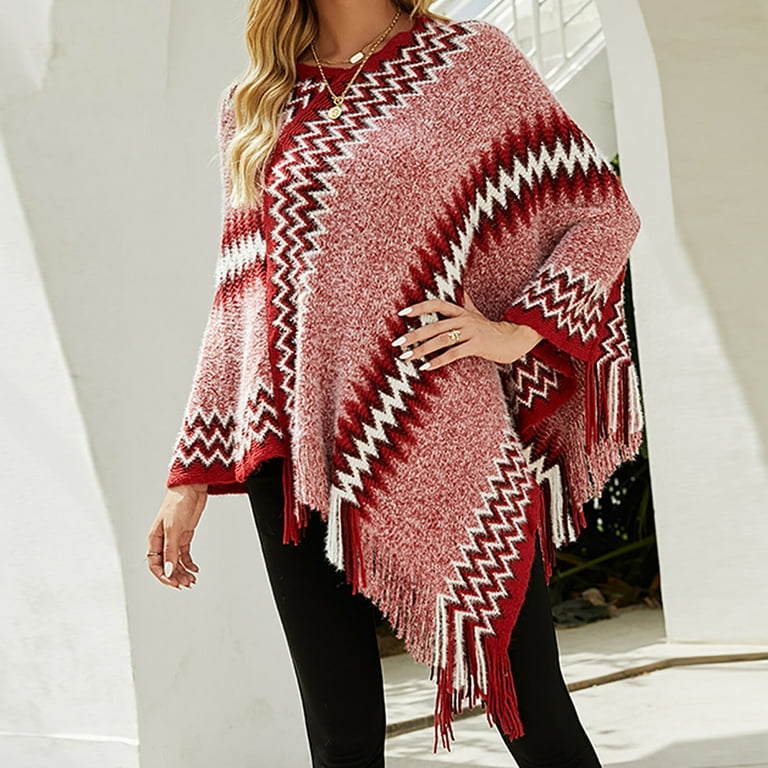 Red poncho sweater store