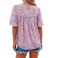 thumbnail image 3 of Txlixc, camisetas de gasa de verano para mujer, camisetas de manga corta acampanadas informales holgadas de encaje de Color sólido, ropa de calle para el día a día Txlixc Estilo de ocio, 3 of 4