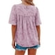 thumbnail image 3 of VISgogo, camisetas de gasa de verano para mujer, camisetas de manga corta acampanadas informales holgadas de encaje de Color sólido, ropa de calle para el día a día VISgogo  moda, 3 of 4