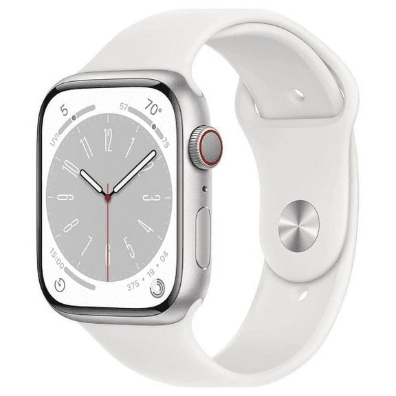Pre-Owned Apple Watch Series 8 - 45mm - Silver Aluminum Case - White Sport Band - LTE