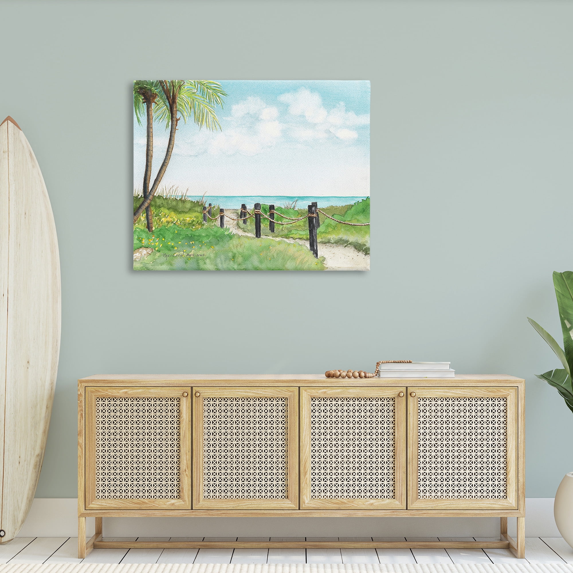 Stupell Industries Tropical Summer Path Landscape Painting Gallery Wrapped Canvas Art Print Wall Art, 48 x 36
