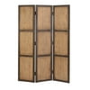 DecMode 48" x 71" Brown Wood Hinged Foldable Partition 3 Panel Room Divider Screen with Solid Wood Panels, 1-Piece
