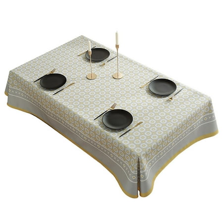 

2 Pcs Rectangular Tablecloth Cotton Linen Print Tablecloth Cozy Dustproof Stain Resistant Table Cover For Dining Cupboard Picnic Cafe Party-Yellow-140*240cm