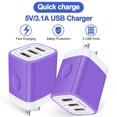thumbnail image 5 of AILKIN Wall Charger,USB Charger Adapter,3.1A/3PACK Multi Port Fast Charging Station Power Base Charger Block Plug For iPhone Wall Charger Block,Purple, 5 of 5