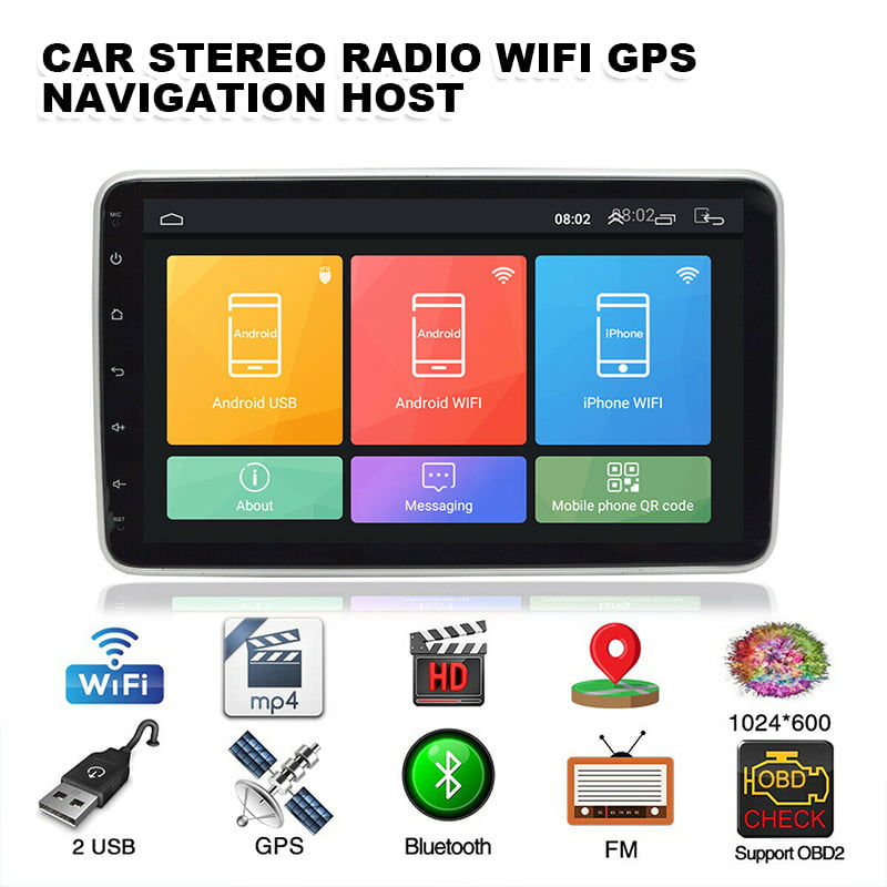 +Rearview Camera Android/iOS Car Radio with 1080P HD Touch Screen Multimedia Player Support D-Play/DVR/OBD2+Mirror Link CAMECHO 10 inch Android Car Stereo Double Din with WiFi/Bluetooth/GPS/FM 