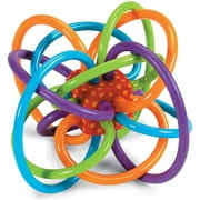 Manhattan Toy Winkel Rattle & Sensory Teether Toy, Blue/Green/Orange, 5 Inch x 4 Inch x 3.5 Inch