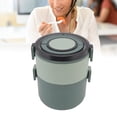 thumbnail image 4 of Adult Bento Box, Heat Preservation Stainless Steel Stackable Lunch Box  For Travel For Home For Office Green, 4 of 8