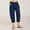 01 Navy, variant on Hicidod Linen Capri Pants for Womens High Waisted Wide Leg Drawstring Cropped Trousers Casual Loose Solid Capris with Pockets