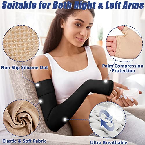 beister Lymphedema Medical Compression Arm Sleeve with Gauntlet for Men &  Women (Single), 20-30 mmHg Full Arm Support with Dot Silicone Band,  Graduated Compression Arm Brace for Swelling, Arthritis 