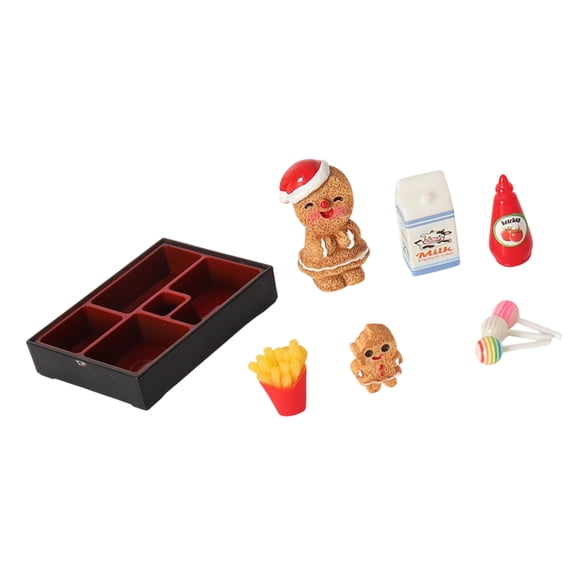 Miniature Scene Setting 1/12 Resin Gingerbreads Fried Model with Serving Tray