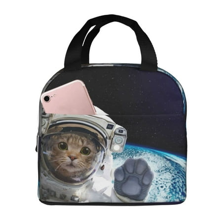 Insulated Lunch Bag for Women Men - Cat Astronaut Leakproof Cooler Lunch Box for Women Men  Lunch Tote Bags for Work School Picnic Travel