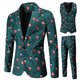 thumbnail image 3 of Traje navideño de 3 piezas para hombre, conjunto de chaqueta de un solo botón con estampado 3D y pantalones de chaleco, ropa informal de moda para hombre para Navidad, 3 of 5