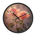 thumbnail image 2 of Voice Activated Clock with Glow Light 12 Inch Large Silent Wall Clock Battery Operated for Home Decor Two Pink Roses, 2 of 8