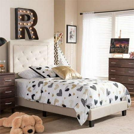 Baxton Studio Paris Modern and Contemporary Grey Fabric Upholstered Twin Size Tufting Platform Bed