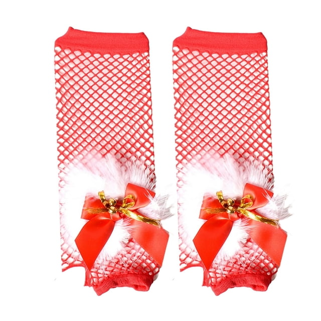 1 Paire de Gants en Maille de Noël pour Femmes, Haute Élasticité, Sans Doigts, Gants en Résille Rouges, Cosplay, Scène, Performance, Accessoires de Fête