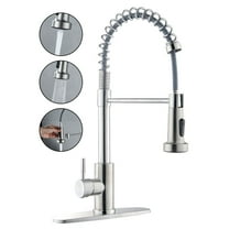 Kitchen Sink Faucet, Kitchen Faucets with Pull Down Sprayer Stainless Steel Single Handle Single Hole Brushed Nickel Commercial Industrial Spring Pull Out Laundry Farmhouse Kitchen Faucet