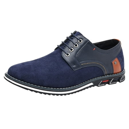 XDDST Leather Dress Shoes for Men Fashion Style Men s Flock Non Slip Breathable Comfortable Business Lace Up Leisure Solid Color Leather Shoes