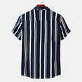 thumbnail image 5 of Awdenio Mens T-shirt Casual Stripe Turndown Short Sleeve Pocket Button Closure Shirt Blouse Summer Fashion Outdoor Sports, 5 of 9