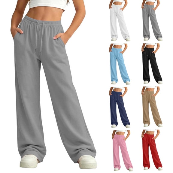 BXJX Girls Sweatpants Size 10-12 T, Elastic Waist Drawstring Straight-leg Casual Kids Athletic Pants Gray