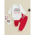 thumbnail image 2 of FEORJGP Infant Baby Boy Valentine's Day Outfit Newborn Long Sleeve Rompers Letter Heart Print Jumpsuit Crew Neck Bodysuit and Elastic Pants Set Kids Boys Loose Casual 2 Piece Clothes Fall Spring, 2 of 9