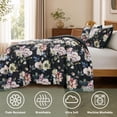 thumbnail image 4 of Regency Heights Full/Queen Velvet Comforter Set – 3-Piece Black Painted Floral Bedding, Vintage Cottage Shabby Chic Decor, 4 of 9