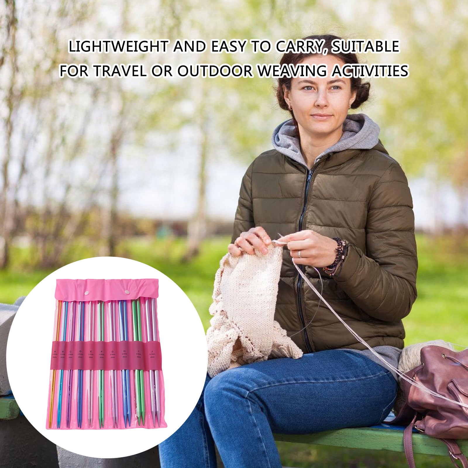 10Pairs Aluminum Knitting Needle, 3.0mm-10mm Single Pointed Beginner Knitting Needle for Sweater, Bag, Sock, Hat, Craft