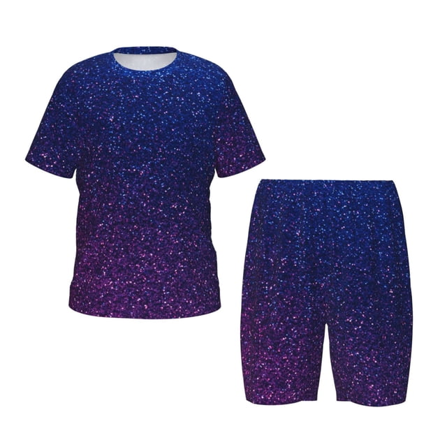 Fotbe Neon Glitter Pijama Estampada de 2 Piezas para Niños – Ropa de Dormir de Manga Corta Cómoda para Niños y Niñas, Camiseta y Shorts de Algodón-Medium