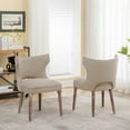 thumbnail image 2 of Porthos Home Foras Fabric Wingback Dining Chairs with Rubberwood Legs (Set of 2), 2 of 7