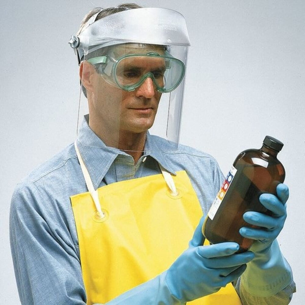 Faceshield Visor, Clear Visor, Polycarbonate, Chemical Resistant Lens, clear 028AF+BOX