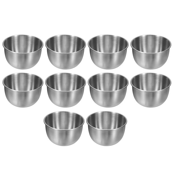 Uxcell Platos para Salsa de Acero Inoxidable de 3 Pulgadas, 10 Piezas de Platos Redondos Individuales para Condimentos, Bandeja para Salsas, Platos de Aperitivo para Preparar Guarniciones, Plata