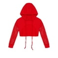 thumbnail image 3 of Alvivi Junior Girls Jazz Hip Hop Dance Performance Costume Drawstring Hooded Crop Top Sweatshirt Red 10, 3 of 7