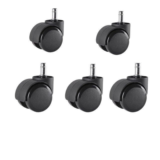 CHAO Juego de 5 ruedas para sillas de oficina 11 mm x 22 mm - - Ruedas para suelos duros hasta 175 kg - - Ruedas para sillas giratorias - - Fácil instalación sin herramientas