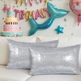 thumbnail image 4 of Fundas de almohada decorativas Poise3eHome, 30 x 51 cm, plateadas, 2 unidades, 4 of 5
