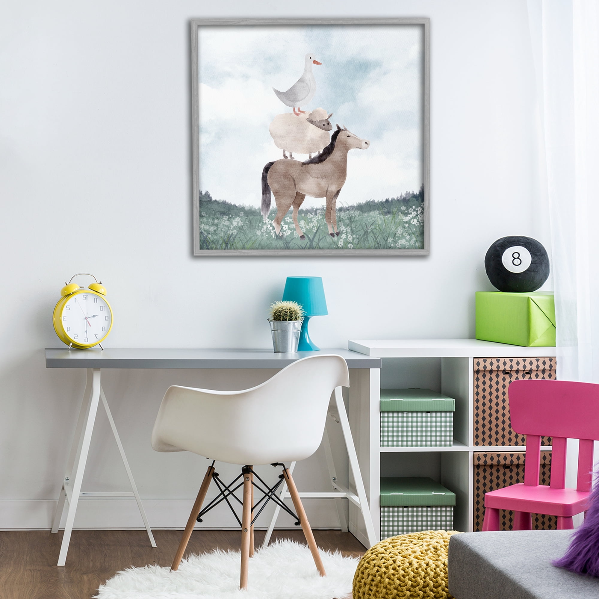 Stupell Industries Muted Blue Sky Farm Gray Framed Giclee Art, design by Kim Allen