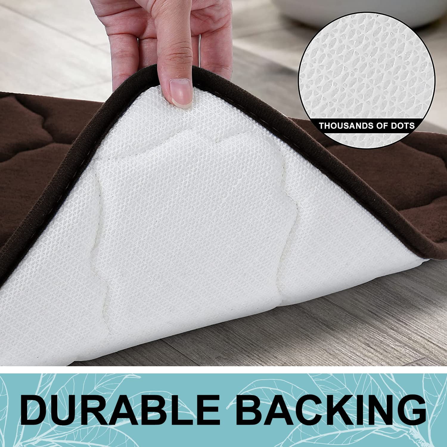 Buganda Memory Foam Bathroom Rugs, Ultra Soft and Absorbent Bath Mat, Thick Bath Rug for Bathroom Floor, 47x17, Brown